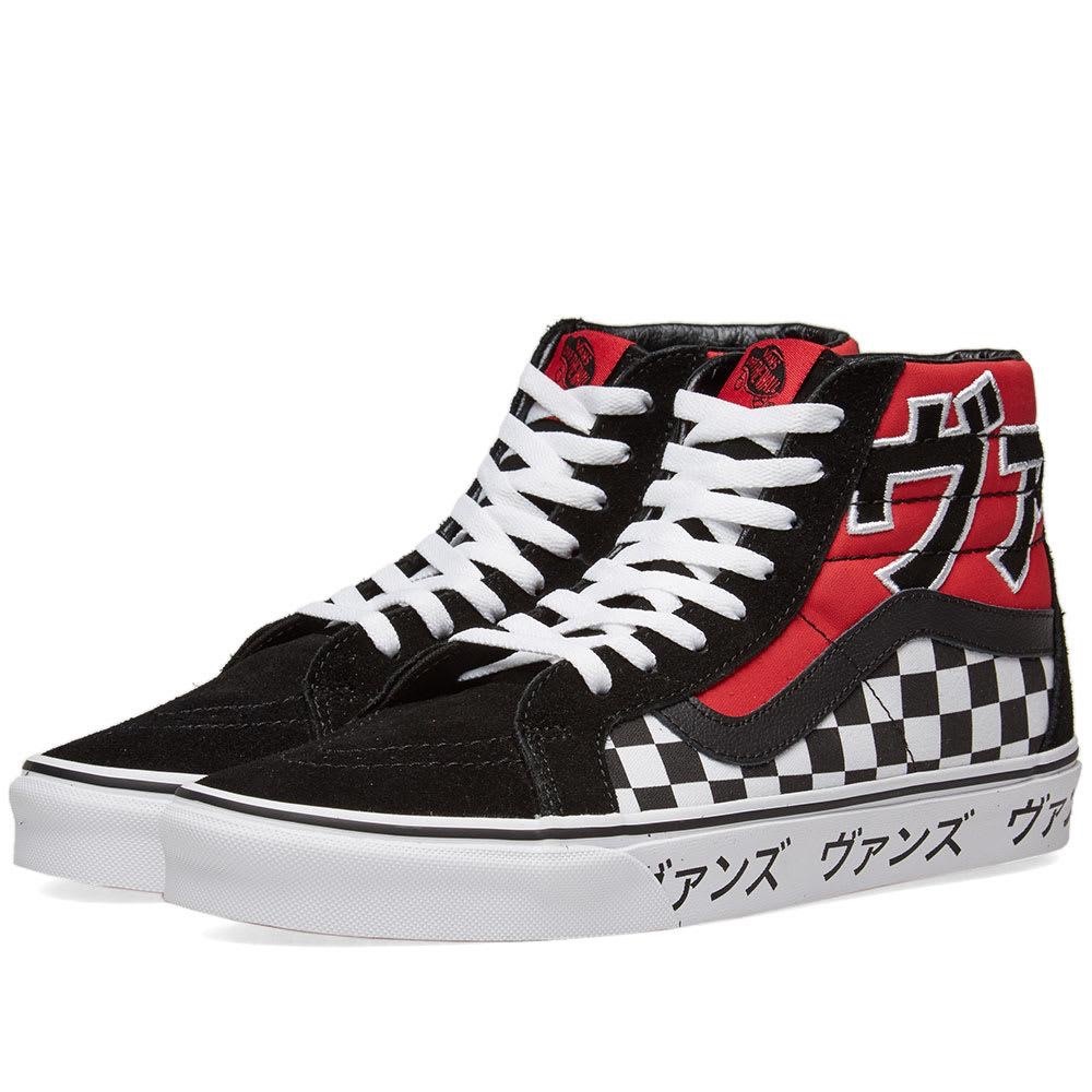 Vans Black and Red High-Top Sneakers